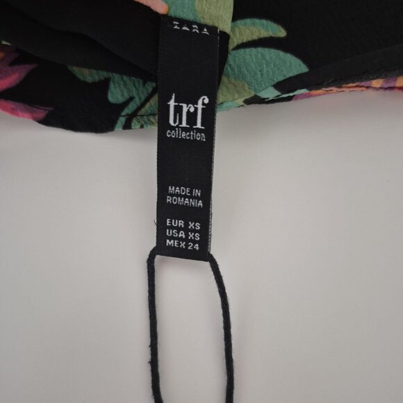 ZARA TRF Floral Mini Dress | Black with Pink & Orange Flowers | Size XS - Picture 6 of 13